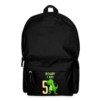 Dino 5 Jahre 5. Geburtstag Junge 5 Jahre - Rucksack - Schwarz - Vorne