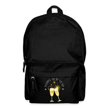 Happy New Year mit Sektglas und Feuerwerk - Rucksack - Schwarz - Vorne
