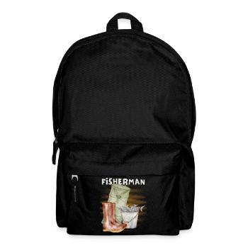 Poissons, pêcheurs, réutilisation, pêcheurs vintage pêche - Sac à dos - noir - Devant