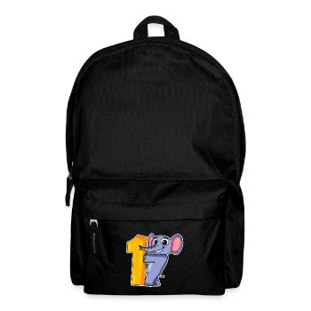 1 an - inscription à l’école - motif éléphant - Sac à dos - noir - Devant