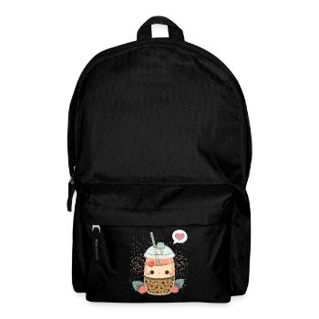 Kawaii Boba Tea for Valentine's Day Bubble Tea Hearts - Backpack - black - Front