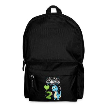 2nd birthday dinosaur, dinosaur child, 2 years old - Backpack - black - Front