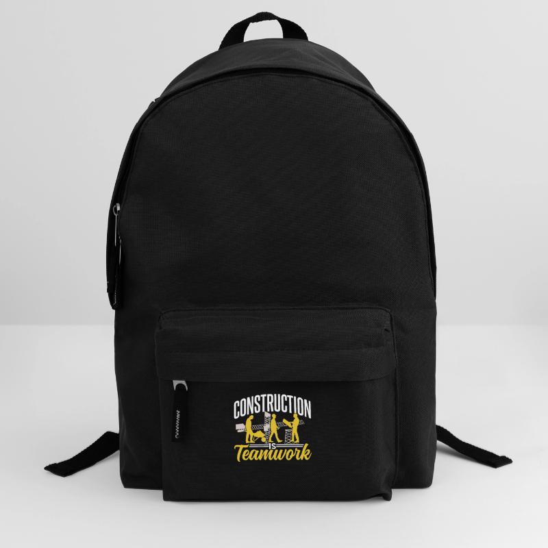 Construction work is teamwork Construction site construction Teamwork Backpack