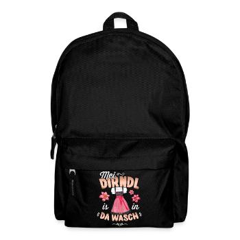 Mei Dirndl is in da Wäsch Trachtenshirt Damen - Rucksack - Schwarz - Vorne