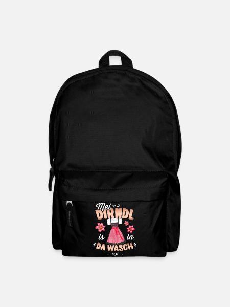 Mei Dirndl is in da Wäsch Trachtenshirt Damen - Rucksack - Schwarz