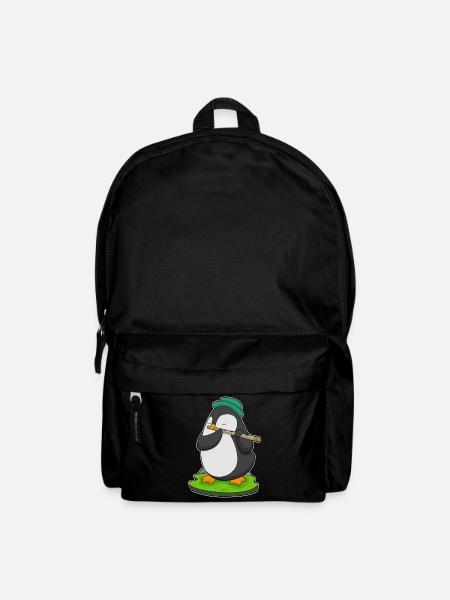 Pinguin Musiker Flöte Musik - Rucksack - Schwarz
