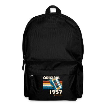 66e anniversaire cassette février Né en 1957 - Sac à dos - noir - Devant