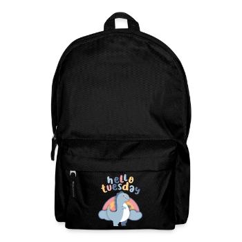 Kawaii Dinosaurier, Regebogen Hello-Tuesday Spruch - Rucksack - Schwarz - Vorne
