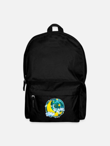 Astronaut Motiv Weltall Mond Halbmond - Rucksack - Schwarz