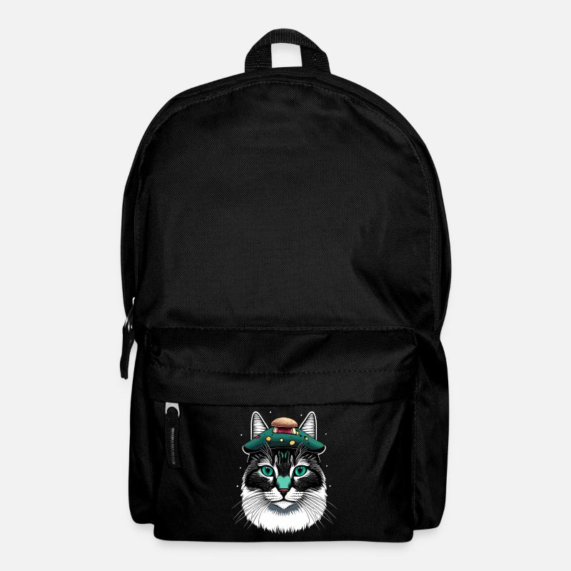Cottagecore Ästhetische Katzen Pilz Geschenk - Rucksack - Schwarz