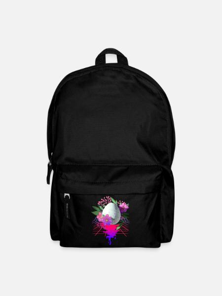 Osterei Blumen Kunst Retro Wave - Rucksack - Schwarz