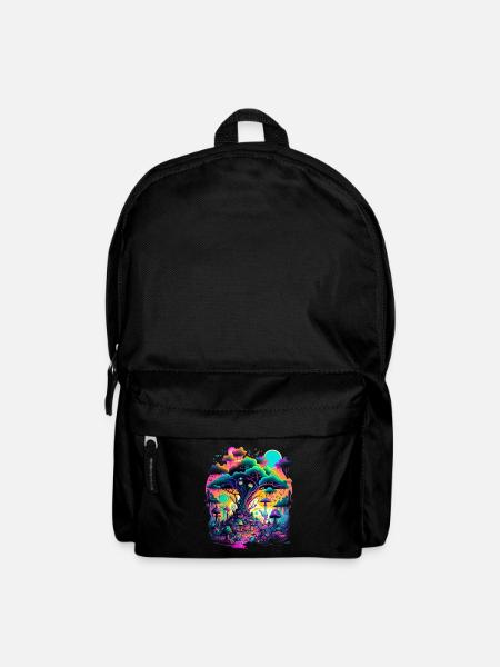 Futuristische Fantasy Pilzlandschaft Pilze - Rucksack - Schwarz