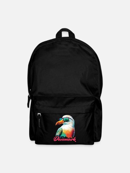 Dänemark Urlaub coole bunte Möwe mit Sonnenbrille - Rucksack - Schwarz