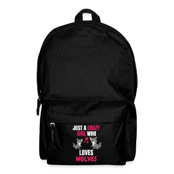 Crazy Girl Animal Funny Gift Wolf - Backpack - black - Front