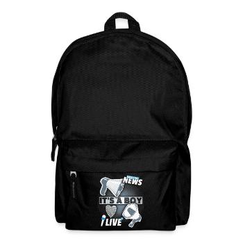 Baby-Junge, Ankündigung mit Megaphon, It's-a-Boy - Rucksack - Schwarz - Vorne