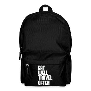 Eat Well Travel Often Weltreisender Tourist - Rucksack - Schwarz - Vorne