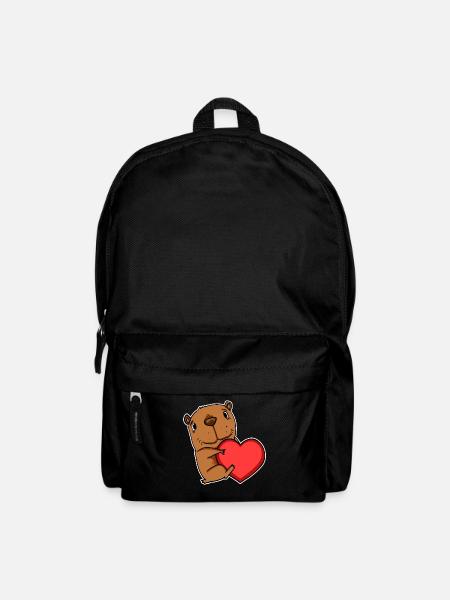 Capybara capybara heart motif - Backpack - black