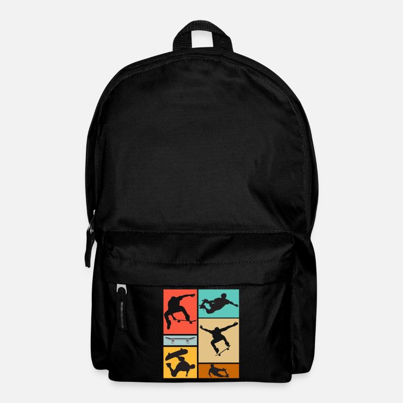 Skateboarding Cool Skateboarder Collage Colorful - Backpack - black