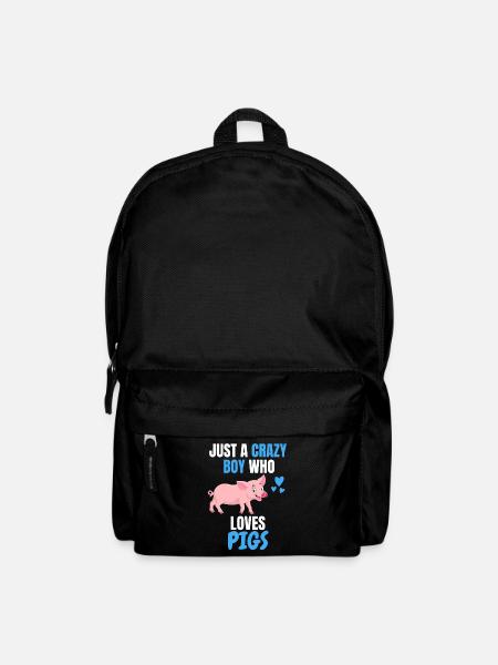 Farm Animal Farmer Boys Gift Pig - Backpack - black