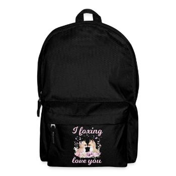 Niedlilches Fuchs Paar mit Blumenherz - Rucksack - Schwarz - Vorne