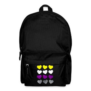 Nicht binär Stolz Flagge Herzen Subtil LGBTQ - Rucksack - Schwarz - Vorne