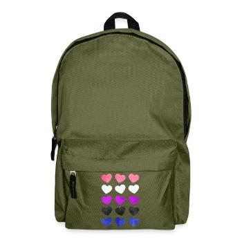 Gender Fluid Stolz Flagge Herzen Subtile LGBTQ - Rucksack - Olivgrün - Vorne
