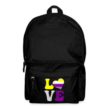 Non-binary pride flag LOVE heart LGBTQ - Backpack - black - Front