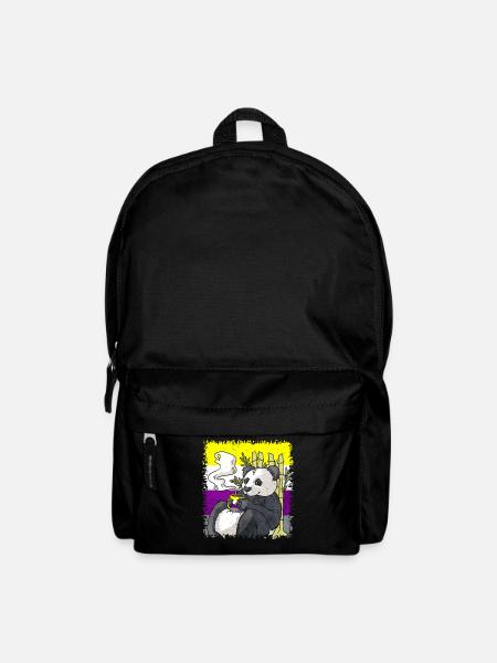Nicht binäre Stolz Flagge Panda Kaffee Sublte LGBT - Rucksack - Schwarz