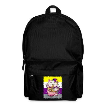 Non Binary Pride Flag Japanese Ramen Cat - Backpack - black - Front