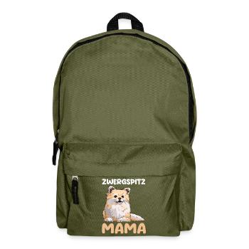 Hund Zwergspitz Mama - Rucksack - Olivgrün - Vorne