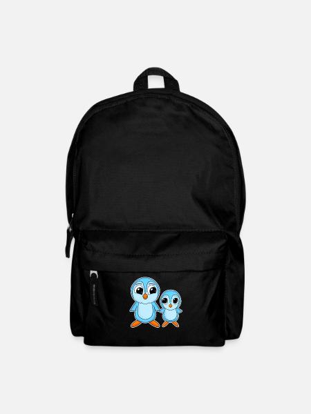 Pinguin Familie - Pinguin mit Baby - Pinguin Motiv - Rucksack - Schwarz