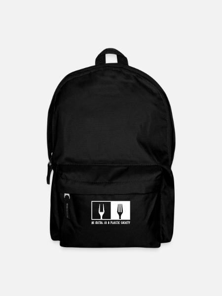 Be Metal In A Plastic Society Pommesgabel Metal - Rucksack - Schwarz