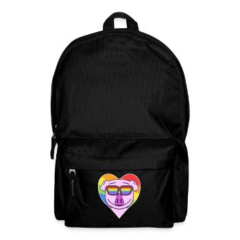 Rainbow - pig with glasses and heart - Backpack - black - Front
