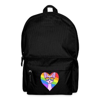 Rainbow - Cat Sphynx Cat with Glasses - Backpack - black - Front