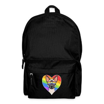 Regenbogen - Katze Siamkatze mit Brille und Herz - Rucksack - Schwarz - Vorne