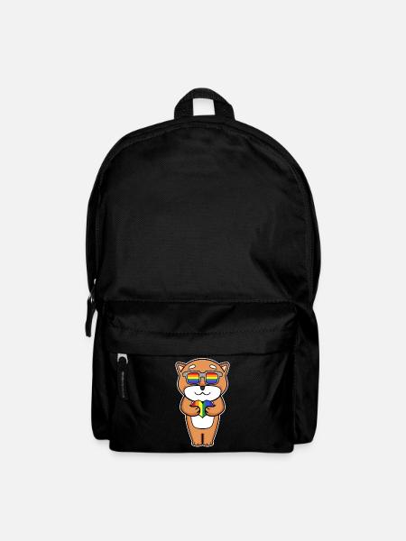 Hund Shiba Inu mit Brille und Herz - Rucksack - Schwarz
