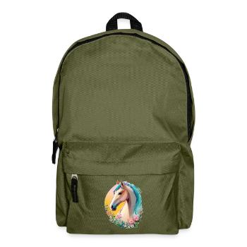 Flower Horse Art avec Cute Pony Horse Animal - Sac à dos - vert olive - Devant