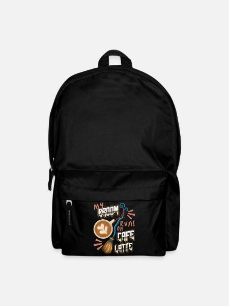Cafe Latte, Kaffee lustiger Spruch mit Hexenbesen - Rucksack - Schwarz