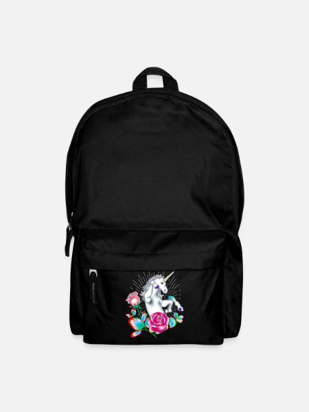 Enchanted Unicorn and Floral Fantasy - Backpack - black