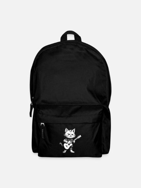 Cat playing guitar - Backpack - black