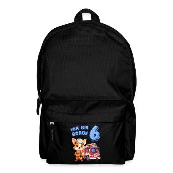 6. Geburtstag Jungen Fuchs Feuerwehrauto 6 Jahre - Rucksack - Schwarz - Vorne