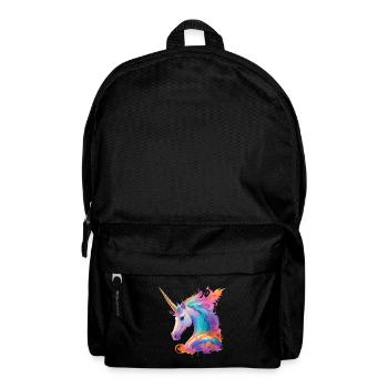 Beautiful unicorn horse pony with rainbow mane - Backpack - black - Front