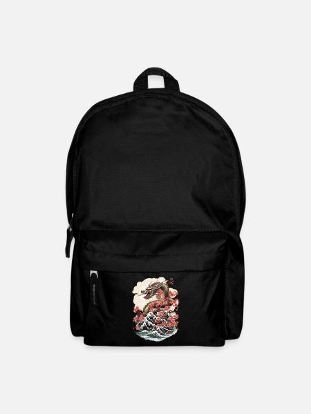 Asiatisch Drache Anime Japanisch Meer Wellen - Rucksack - Schwarz