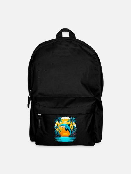 Delfin Sommer Tropischen Sonnenuntergang - Rucksack - Schwarz