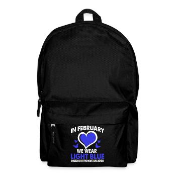 In February, we wear light blue Angelman syndrome - Backpack - black - Front