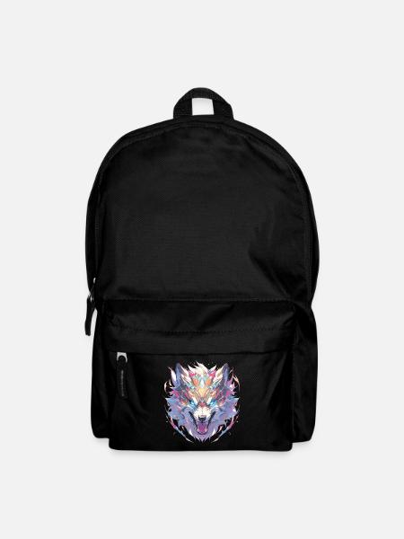 Loup Loups Animal Animaux Animaux Tête de Loup - Sac à dos - noir