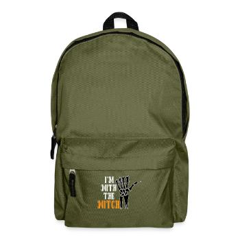 Lustige Halloween Skeletthand - I'm With The Witch - Rucksack - Olivgrün - Vorne