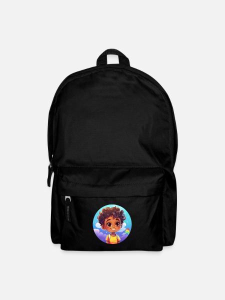 Fun-loving child character with rainbow - Backpack - black