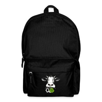 Funny cow with a shamrock brings good luck and fun - Backpack - black - Front