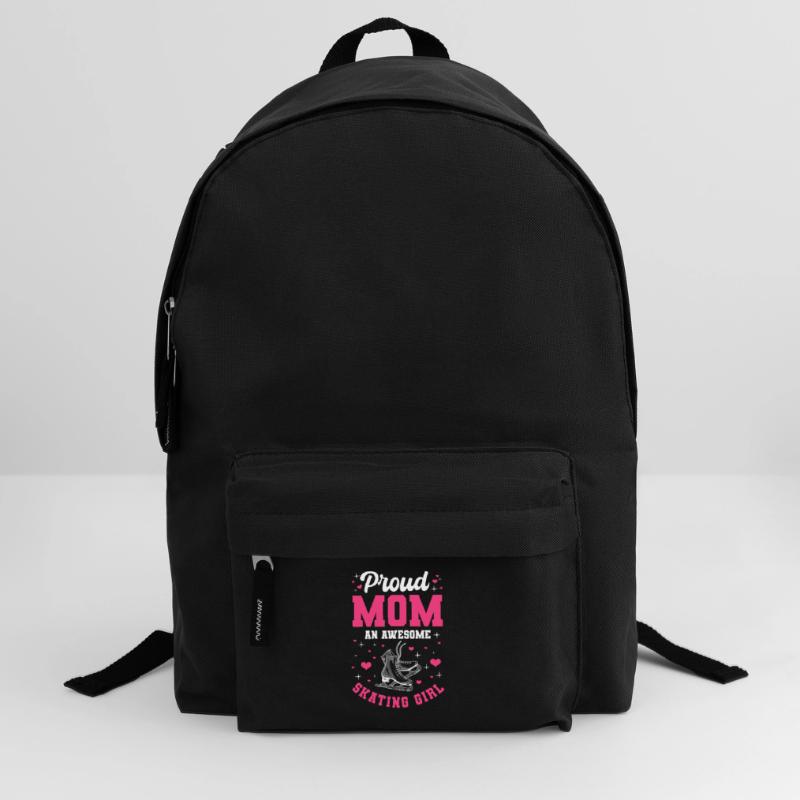 Stolze Mutter Eislaufenden Mädchen Rucksack